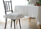 Farmhouse Indoor Chair Cushions for Dining Non-Slip Rocking Chair Cushions with Zipper Ruffled Cotton Seat Cushion for Kitchen White Retro Chair Pads with Ties 14.5''×14.5''