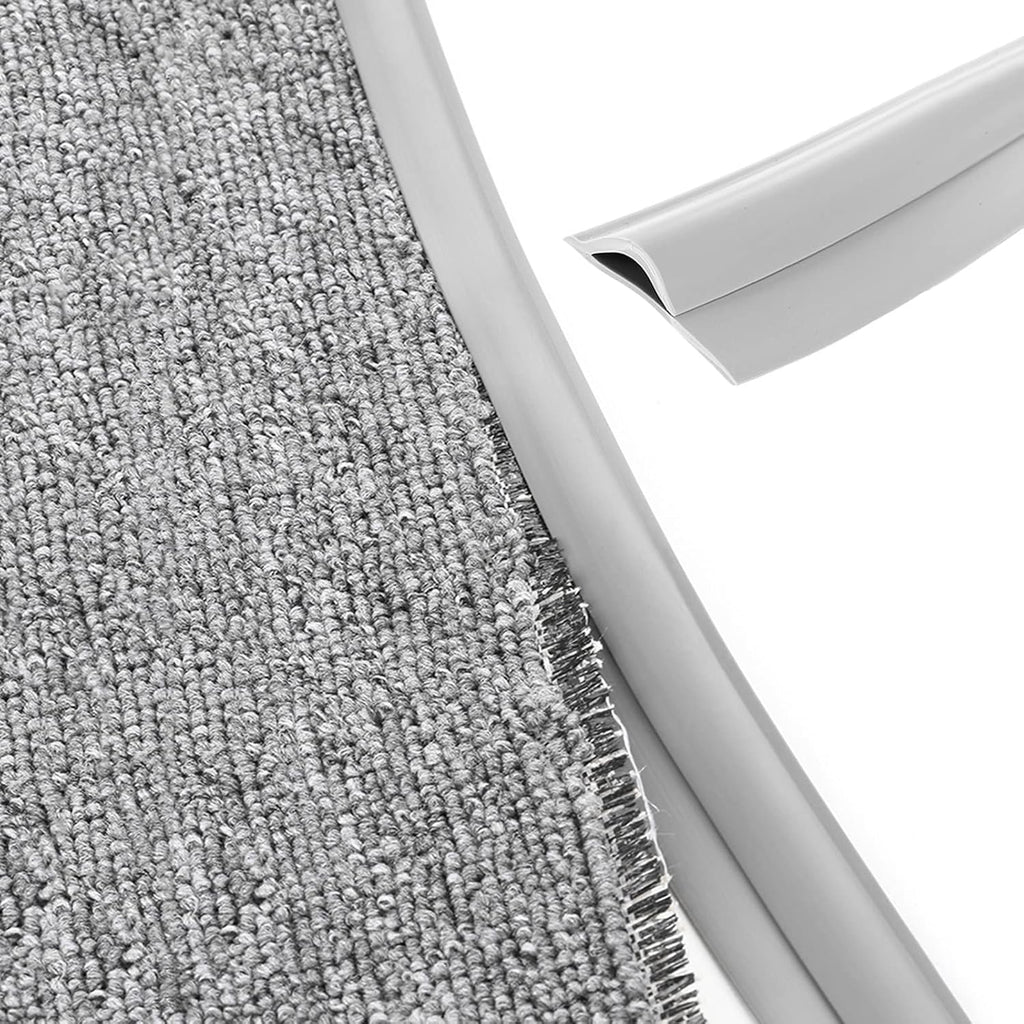 Carpet Edge Binding Trim, Self Adhesive Grey Floor Transition Strip/Rugs Edging Bar for Indoor Doormat Protect, Flexible PVC Seal Molding for Robot Vacuum Cleaner (1050cm (34.4ft))