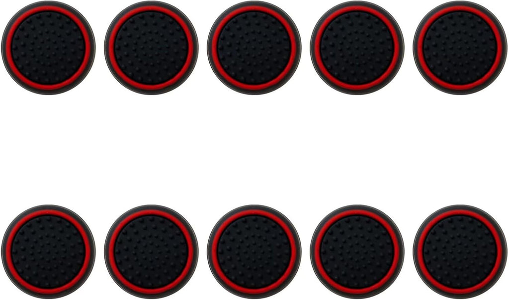 10Pcs Analog Controller Thumb Stick Grip Thumbstick Cap Cover for PS3/PS4/PS5 Controller - Black Background with Red Circle