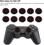 10Pcs Analog Controller Thumb Stick Grip Thumbstick Cap Cover for PS3/PS4/PS5 Controller - Black Background with Red Circle
