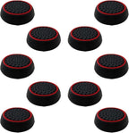10Pcs Analog Controller Thumb Stick Grip Thumbstick Cap Cover for PS3/PS4/PS5 Controller - Black Background with Red Circle