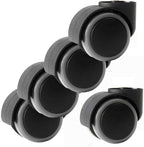 Office Chair Casters Wheels - Set of 5, Universal, Rodless, Silent, Easy Install, Metal, Swivel