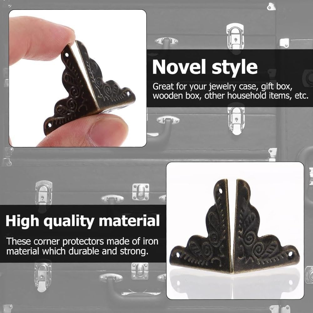 50PCS Dust Catchers for Stairs, Edge Corner Cover with Screws, Table Corner Protectors, Antique Stairs Dust Corners Decorative, for Tables, Walls & Baseboards (Silver, 1.38in)