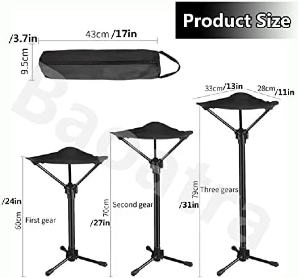 Portable Telescopic Stool - Lightweight Folding Chair for Camping & Fishing - Height Adjustable, Single Leg Tripod Seat - Foldable & Compact Design