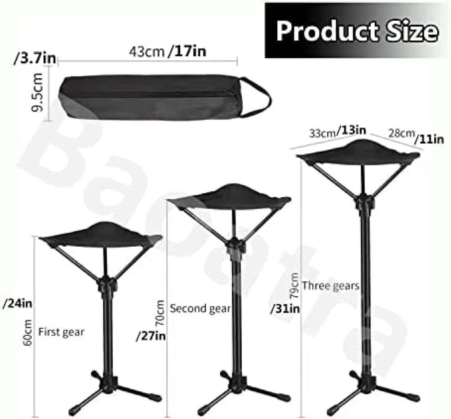 Portable Telescopic Stool - Lightweight Folding Chair for Camping & Fishing - Height Adjustable, Single Leg Tripod Seat - Foldable & Compact Design