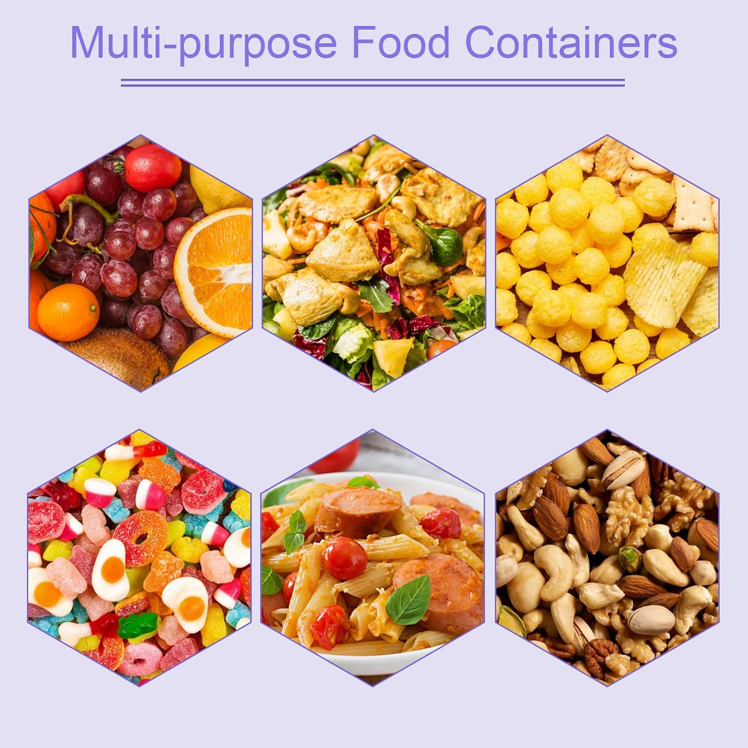 Snack Boxes with Compartments for Kids and Adults 4-Compartment Bento Lunch Boxes 4-Pack