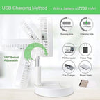 Folding Desk Fan - Adjustable Design - Cordless & Versatile - Foldable Standing Desk Fan