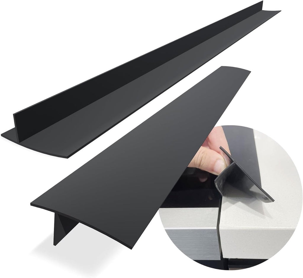 Sealing Strip for Hobs - Silicone Sealing Strip - Gap Filler Strip - Seals gaps between kitchen countertops, appliances, stoves, ovens, washing machines and dryers - Set of 2 (Black)