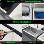 Sealing Strip for Hobs - Silicone Sealing Strip - Gap Filler Strip - Seals gaps between kitchen countertops, appliances, stoves, ovens, washing machines and dryers - Set of 2 (Black)
