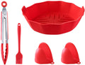 Accessories for the air fryer - baking tray, oven mitts, brush, tongs - suitable for kitchen, cooking, baking and grilling - five-piece set