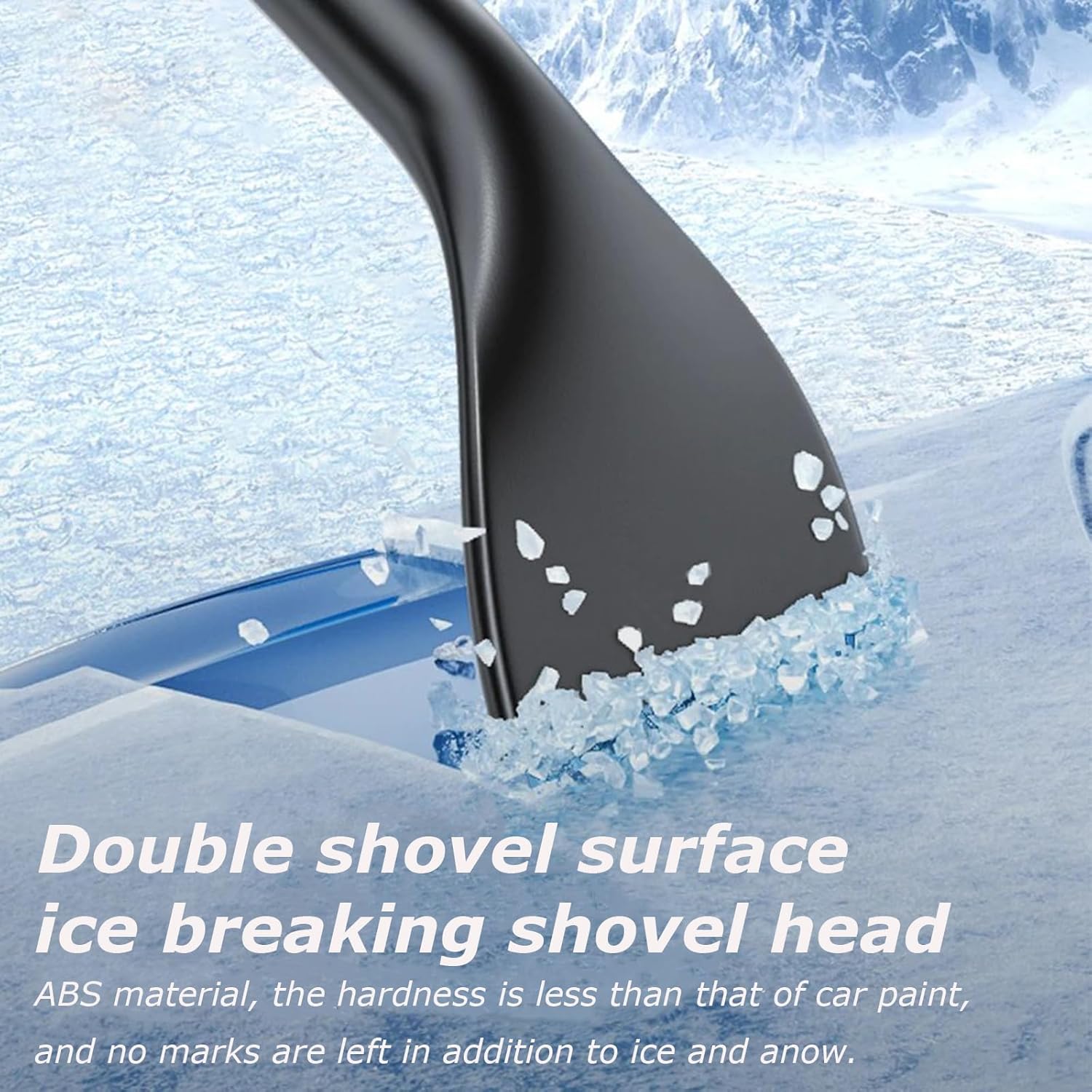 3-in-1 Snow Brush and Ice Scraper for Car Windows - Extendable Snow Remover - 360° Rotating Snow Brush and Ice Scraper with Long Handle (Gray)