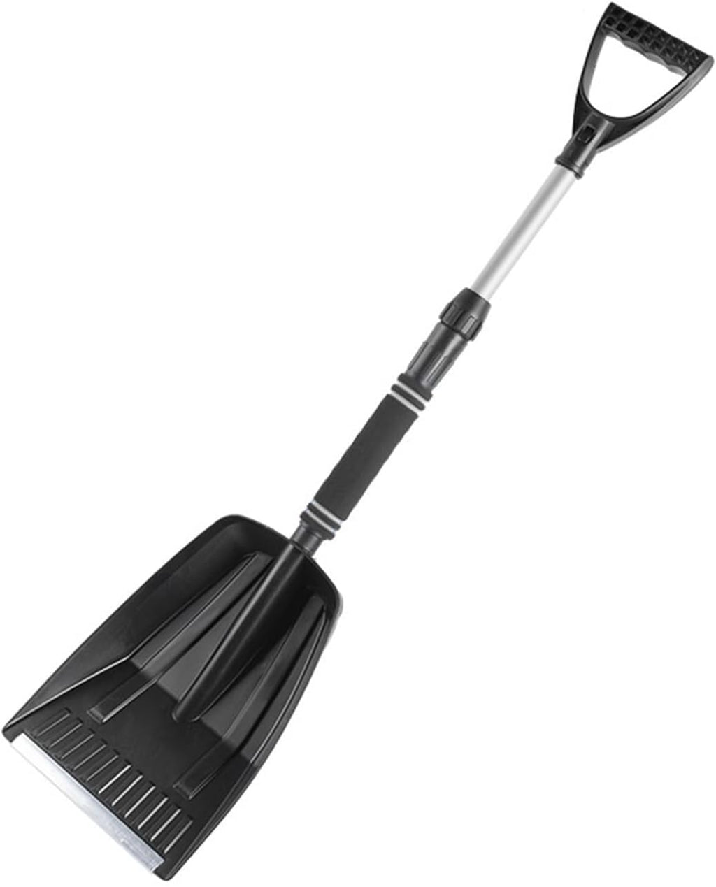 Folding Snow Shovel - Large Capacity | Lightweight & Portable - Wide Snow Clearing Range with Ergonomic D-Shaped Handle and Aluminum Blade - Snow Shovel for Outdoors, Cars, Gardens, Camping, Driveways（Black）