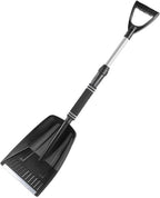 Folding Snow Shovel - Large Capacity | Lightweight & Portable - Wide Snow Clearing Range with Ergonomic D-Shaped Handle and Aluminum Blade - Snow Shovel for Outdoors, Cars, Gardens, Camping, Driveways（Black）