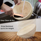 Proofing Basket Ø 25 cm - Bread Baking - Banneton - Proofing Basket Bread - Proofing Basket Round - Rattan Bread Pan - Dough Basket - incl. Dough Linen | 1 piece