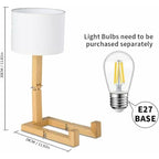 Creative Robot Table Lamp, Height Adjustable, Can Hold Books, Wooden Bedside Lamp, Fabric Shade, E27 Screw Base, Decorative Lighting.