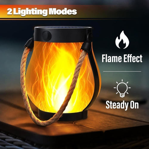 1/2/4 Pack Solar Garden Lights with Flame Effect - Waterproof Hanging Lanterns with USB Charging, Halloween and Garden Decoration (Four-piece set)