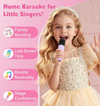Karaoke set for kids - Portable Bluetooth speaker for car - Equipped with 2 karaoke microphones - Voice changer and LED lights - Ideal birthday gift for teenagers and children - Off-white