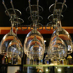 Hanging Wine Glass Rack - Set of Six - Inverted Wine Glass Holder - Organizer and Storage Rack for Mugs and Glassware - For Kitchen and Home Use