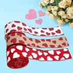 Valentine's Day Ribbons - 3 Rolls - Handmade Ribbons - Heart Pattern - Natural Texture - Suitable for Wrapping Flowers and Party Decorations ?10m?
