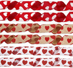 Valentine's Day Ribbons - 3 Rolls - Handmade Ribbons - Heart Pattern - Natural Texture - Suitable for Wrapping Flowers and Party Decorations ?10m?