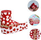 Valentine's Day Ribbons - 3 Rolls - Handmade Ribbons - Heart Pattern - Natural Texture - Suitable for Wrapping Flowers and Party Decorations ?10m?