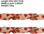 Valentine's Day Ribbons - 3 Rolls - Handmade Ribbons - Heart Pattern - Natural Texture - Suitable for Wrapping Flowers and Party Decorations ?10m?