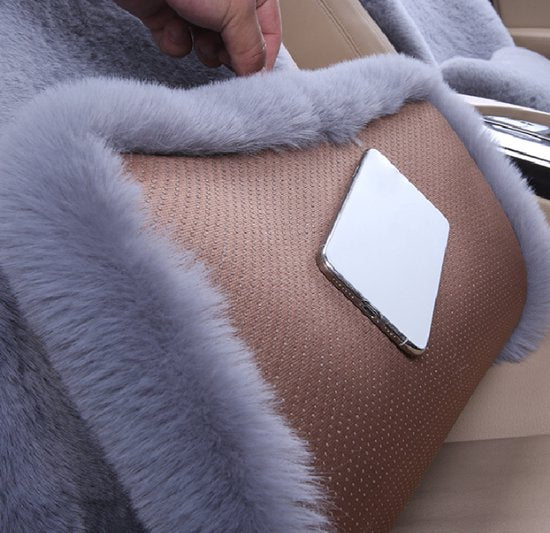 Plush Car Seat Cover - Soft, Warm and Fluffy Faux Rabbit Fur Seat Covers - Front and Back Seat Protectors - Non-Slip Mat - Universal (White, 3-Pack)