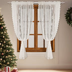 Window Screen - Ice Flower Christmas Tree Window Screen - Metal Mesh - European and American - Christmas - Curtain - Net Curtain 2-Piece Set (150*250cm)