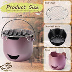 Grill - Portable Charcoal Grill - Mini Stainless Steel Charcoal Grill - Small Outdoor Grill - Suitable for Camping, Backyard BBQs, RVs and Picnics (Purple)