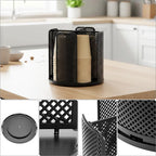 Rotating paper cup dispenser - cup holder with 4 compartments - with 360° turntable - suitable for kitchens, bathrooms and coffee bars - black