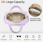 Sports Bag - Waterproof Travel Bag - 24 Liter Carry Bag - Zippered - Lightweight & Durable - Suitable for Gym, Training & Travel（Purple）