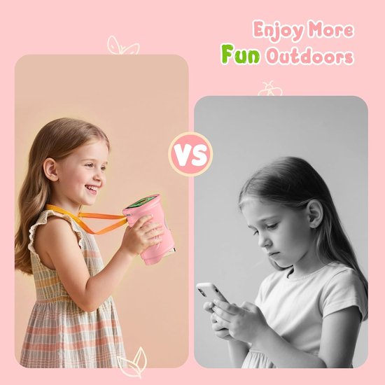 1000x Digital Children's Microscope - With 2 Inch IPS Screen & 8 LED Lights - Handy & Easy to Use for Nature Research - Pink