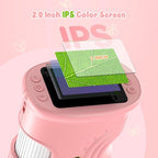 1000x Digital Children's Microscope - With 2 Inch IPS Screen & 8 LED Lights - Handy & Easy to Use for Nature Research - Pink