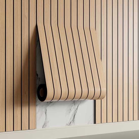 Self-adhesive 3D Wall Panel - Brown Oak Look - PVC Plank 300x40 cm for Wall & Ceiling - Soundproof