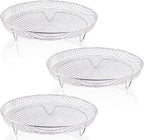 Multi-layer air fryer rack (3 round layers) - Air fryer baking pan - Air fryer grid - 304 stainless steel - Safe to use in air fryers, steam ovens, regular ovens and dishwashers - 20.3 cm - Silver