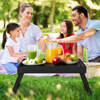 Folding table - Camping table - Portable folding table - Can be used as a dining table, TV table, laptop table, snack table, sofa table or work table - Black