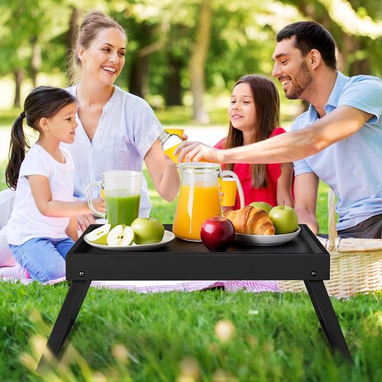 Folding table - Camping table - Portable folding table - Can be used as a dining table, TV table, laptop table, snack table, sofa table or work table - Black