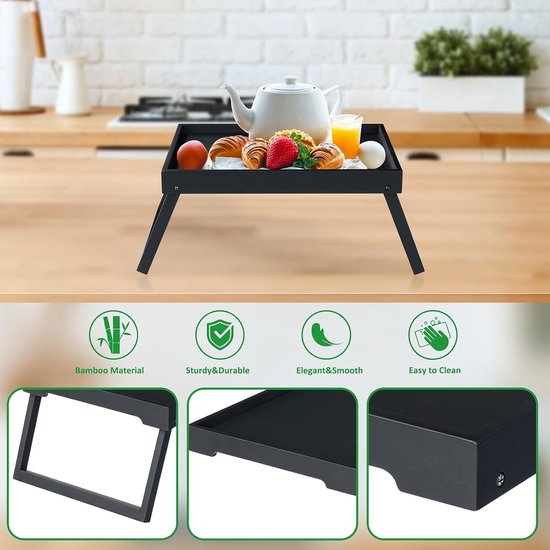 Folding table - Camping table - Portable folding table - Can be used as a dining table, TV table, laptop table, snack table, sofa table or work table - Black