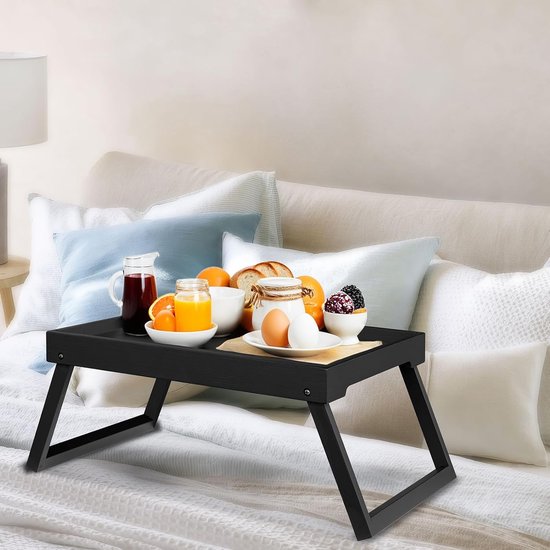 Folding table - Camping table - Portable folding table - Can be used as a dining table, TV table, laptop table, snack table, sofa table or work table - Black