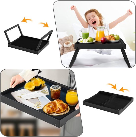Folding table - Camping table - Portable folding table - Can be used as a dining table, TV table, laptop table, snack table, sofa table or work table - Black