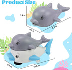 Baby Toys 6–36 Months – Bath Toys – Educational Toys – 2-in-1 Dolphin Bath Toy with LED Light and Music – Induction Water Sprayer and Universal Wheels – Safe ABS Material – Sensory Toys for Motor Skills and Bath Fun