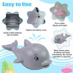 Baby Toys 6–36 Months – Bath Toys – Educational Toys – 2-in-1 Dolphin Bath Toy with LED Light and Music – Induction Water Sprayer and Universal Wheels – Safe ABS Material – Sensory Toys for Motor Skills and Bath Fun