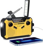 Emergency Solar Radio Wind-Up - Model 2025 - 2500 mAh Power Bank - AM/FM Radio with Flashlight & SOS - Emergency Kit for Camping & Power Outages - Red