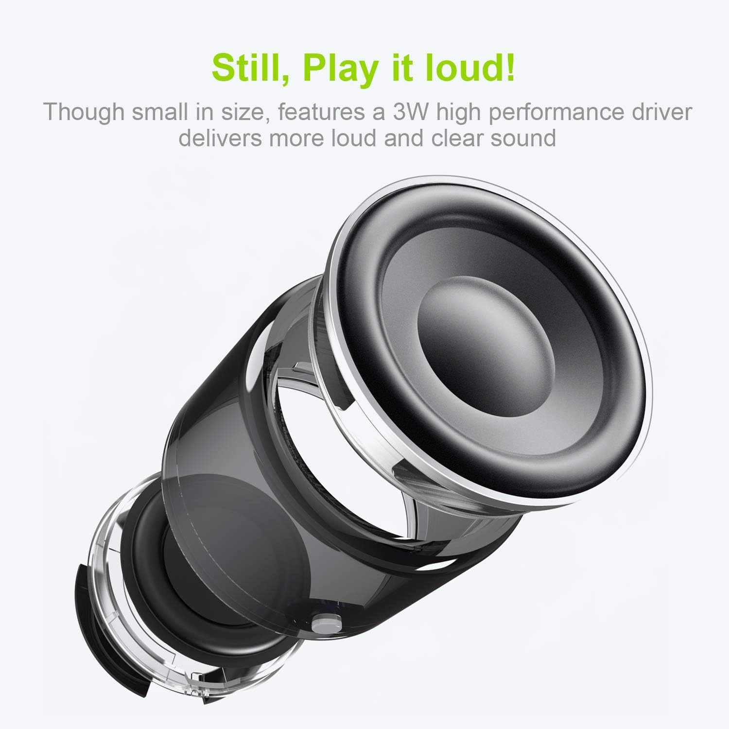 Mini Bluetooth Speaker (Black) | Portable & Pocket-Sized | Powerful Bass with Passive Radiator | 12-Hour Battery Life | Ideal for Outdoors