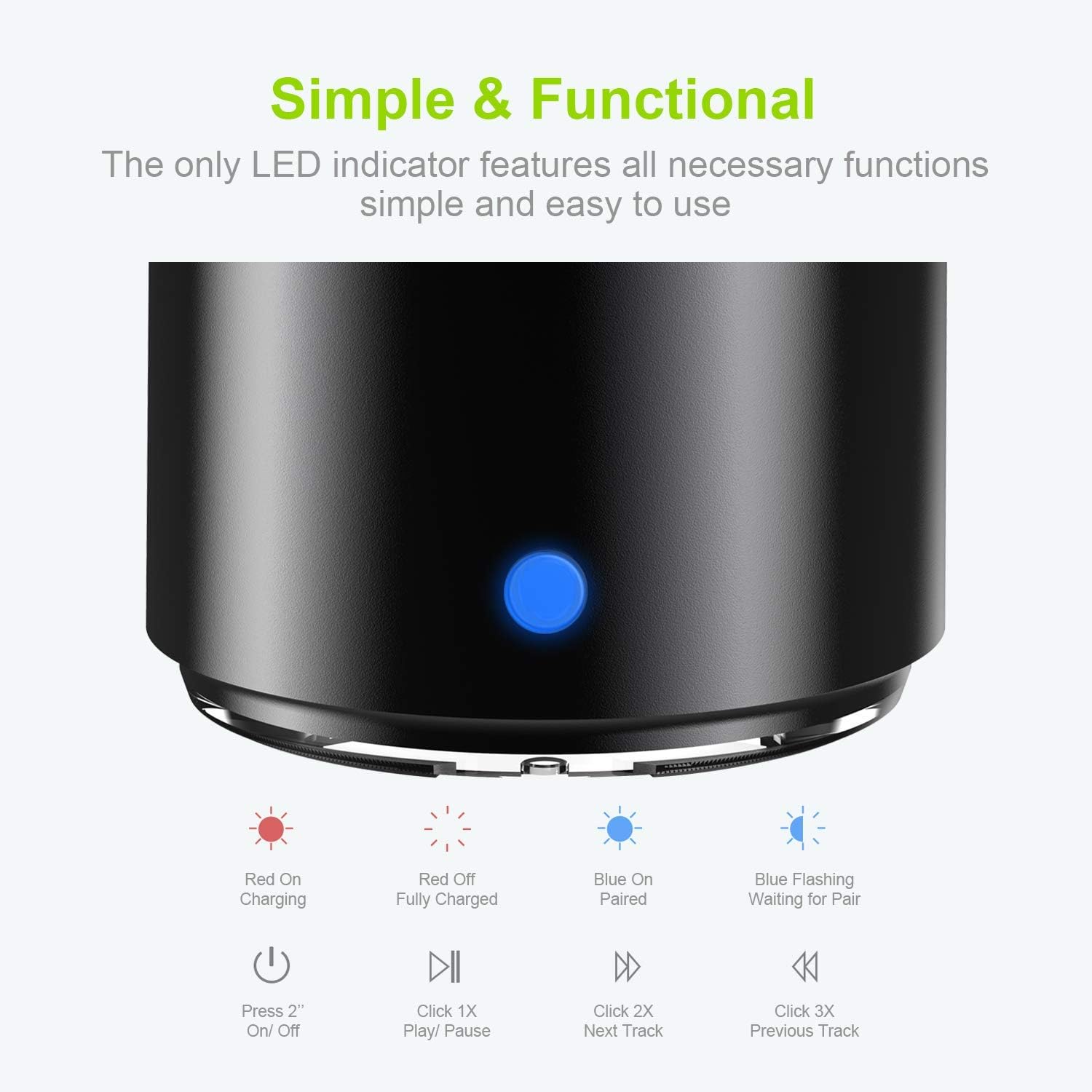 Mini Bluetooth Speaker (Black) | Portable & Pocket-Sized | Powerful Bass with Passive Radiator | 12-Hour Battery Life | Ideal for Outdoors