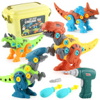 Disassembling Dinosaur Toy - Construction Set with Electric Drill - DIY Construction Toy - Includes Storage Box
