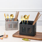 Set of 2 Cutlery Holders - Black & Silver - 430 Stainless Steel Cutlery Basket - Countertop Drainer - Modern & Rustproof