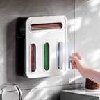 Transparent Bag Storage Box - Plastic Dispenser for Sandwich Bags & Freezer Bags - Kitchen Drawer Organizer