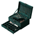 Velvet Jewelry Box with Lock - 3 Layers - Large Jewelry Organizer for Women - With Drawers & Compartments - Green
