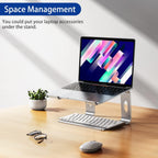 Ergonomic Aluminum Laptop Stand - Removable & Height Adjustable - Suitable for 10-14 inch Notebooks - Black